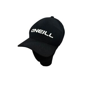 ONeill Mens Black Flexfit Baseball Cap Size S M Embroidered Logo Adjustable